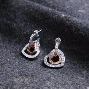 Michael Kors Interlocking Silver Rose Gold Heart Earrings